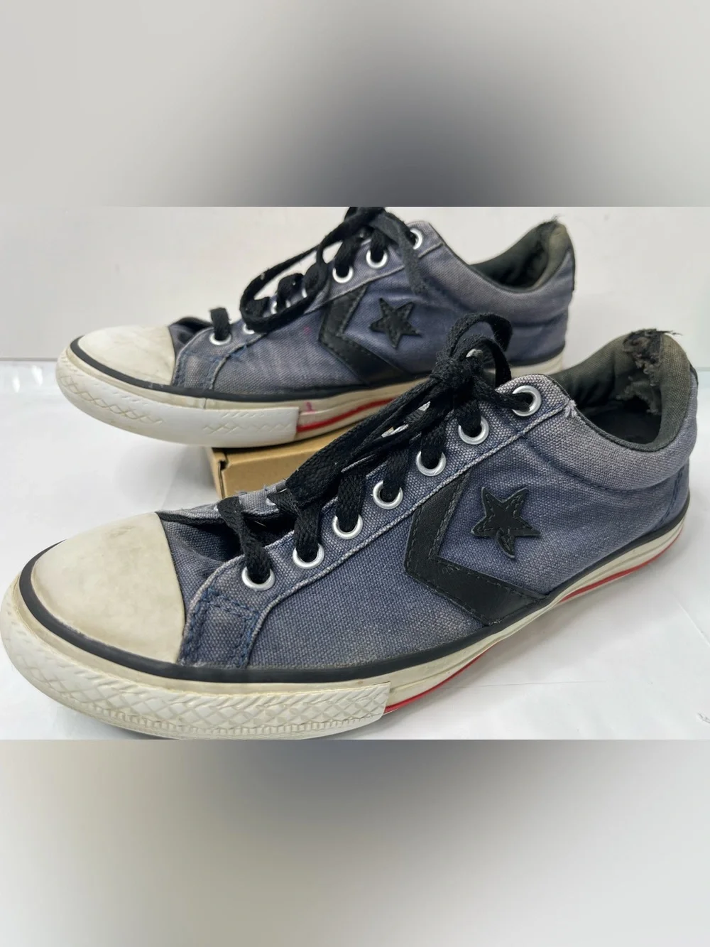 Vintage Converse One Star Low Top Blue Canvas Shoes Distressed Fade Men Size 6 - Picture 2 of 13